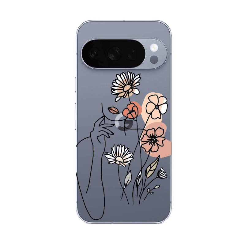 Google Pixel 10 Pro XL Lady with Flowers Transparent Silicone TPU Θήκη